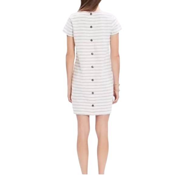 Madewell Gray & White Striped Button Back Knit Mini Dress - S - Picture 3 of 14